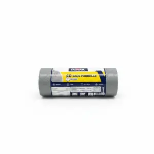40 Sacs Poubelle Gris 30l Igor