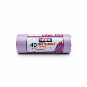 40 SACS POUBELLE PARFUMES MAUVE 30L IGOR