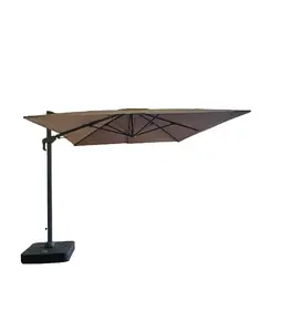 Parasol Déporté Inclinable 3X4 M Taupe En Aluminium Anthracite Avec Dalle