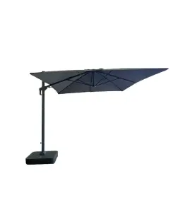 Parasol Déporté Inclinable 3X4 M Gris En Aluminium Anthracite Avec Dalle