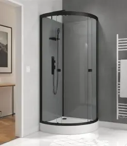 Cabine de douche ovale profil noir 5 mm 80 x 80 x 190 cm