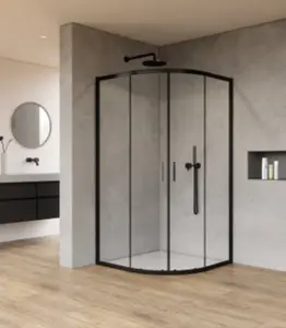 Cabine De Douche Ovale Profil Noir 5Mm 90X90X190Cm