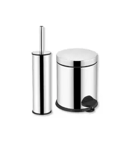 Poubelle À Pédale 3 L Avec Brosse De Toilette Chromé