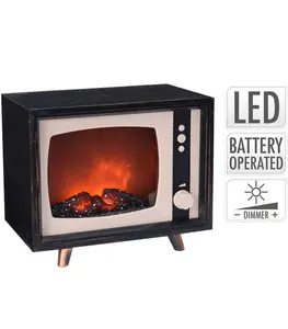 Cheminée décorative TV vintage avec effet flamme LED