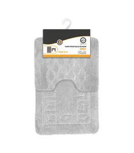 Set Tapis Salle De Bain 80X50 Et 50X40 Gris Clair