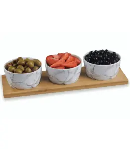 Set De 3 Bols Effet Marbre En Bambou