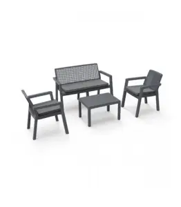 Salon de jardin prestij 4 places avec table anthracite