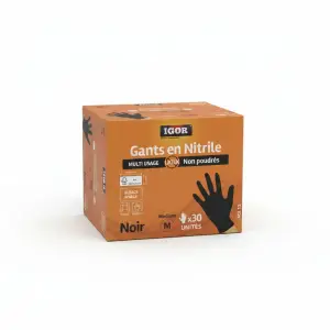 30 GANTS NITRILE NOIR MEDIUM