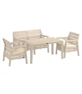 Salon De Jardin 4 Places En Plastique Avec Table Haute Cappucino