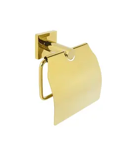 Porte-Papier Toilette Avec Couvercle Doré