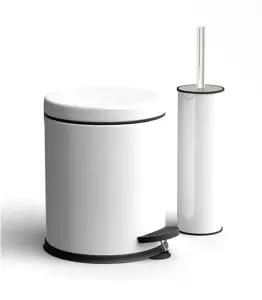 Poubelle À Pédale 3L Avec Brosse De Toilette Blanc