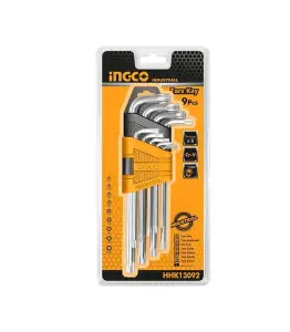 Clés hexagonale extra long set de 9 pièces t10-t50 – ingco