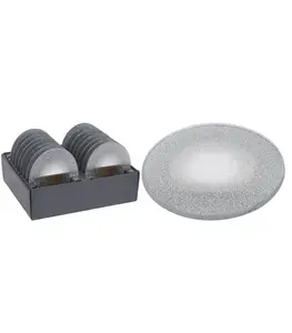 Base pour bougie en verre avec paillettes argentées