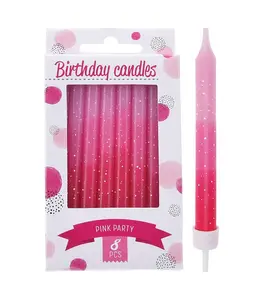 Bougies d'anniversaire – lot de 8 pièces rose