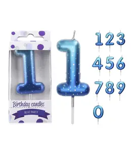 Bougie d'anniversaire du » 0 à 9&Prime; bleu
