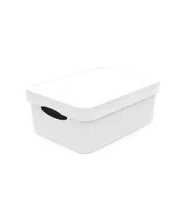 Panier De Rangement Avec Couvercle 11L Blanc