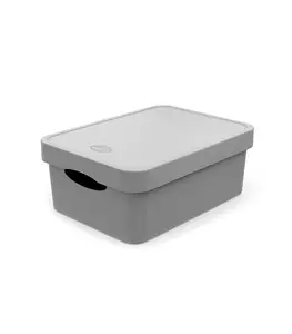 Panier De Rangement Avec Couvercle 11L Gris Fonce