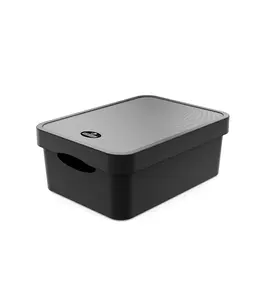 Panier de rangement 11 L avec couvercle noir