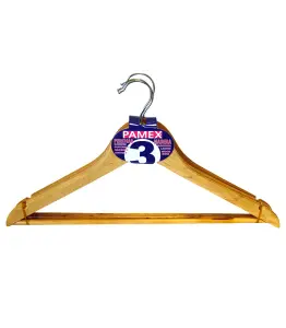 Set de 3 cintres en bois naturel
