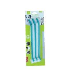 Brosse à dents double embout pour chats et chiens – 3 pièces