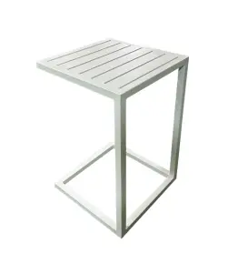 Table D'Appoint D'Extérieur En Aluminium En Forme De C Blanc