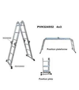 Échelle pliante articulée en aluminium 4×3
