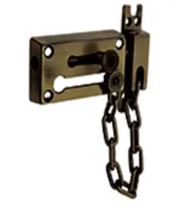 Verrou Entrebâilleur De Porte Avec Chaîne Finition Laiton Antique