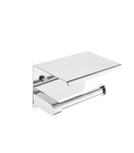 Porte-Papier Toilette Avec Étagère En Acier Inoxydable Chromé