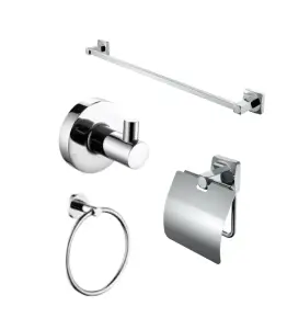 Kit d'accessoires de salle de bain 4 pièces chromé