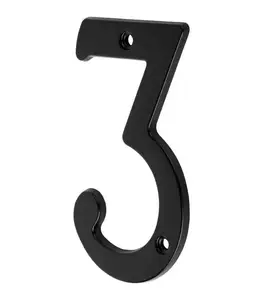 Numéro 3 En Laiton Massif Noir