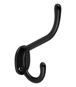 Patère Double Portemanteau Longue Et Courte, Noire