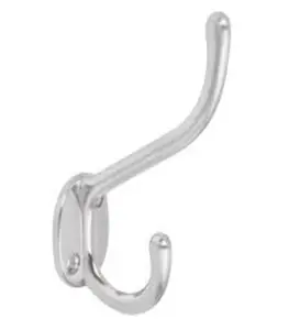 Patère Porte-Manteau Double Longue Et Courte, Chrome Mat
