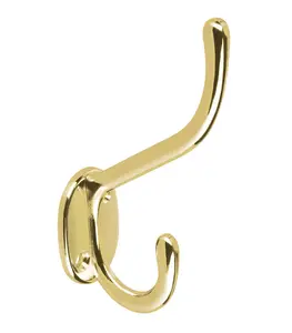 Patère Porte-Manteau Double Longue Et Courte, Laiton Brillant