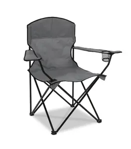 Chaise Camping Pliante Gris Avec Porte Bouteille