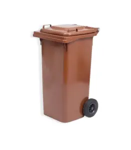 Poubelle avec roue et pédale 120 L 55x50x94 cm marron