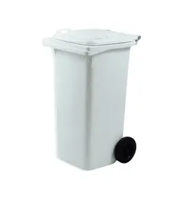 Poubelle Avec Roues 120L 55X50X94Cm Pehd Blanc