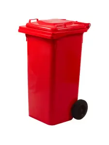 Poubelle avec roue et pédale 120 l 55x50x94 cm rouge