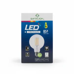 LAMPE FILAMENT GLOBE LED E27 8W 2700K G95 CL SAV