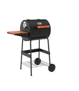 Barbecue Au Charbon Tonneau Et Tablette En Bois 79 X 54 X 100 Cm Noir