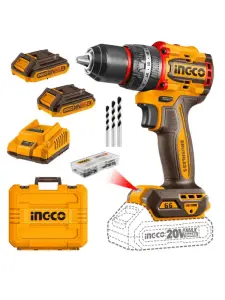Perceuse-visseuse sans fil compacte sans balais 20v 66 nm avec 2 batteries 2,0 ah