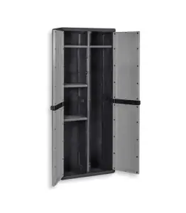 Armoire En Plastique 4 Étagères À Balais Noir Gris 15Kg 65 X 37 X 165 Cm