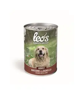Paté leo's bouchées d'agneau pour chien adulte 415 g.