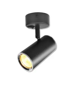 Spot plafonnier en aluminium 112x70x122mm gu10 noir/chrome
