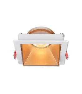 Spot carré en Aluminium encastrable 84x84x30mm GU10 blanc/gold