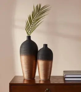 Vase en céramique Noir/doré 35,5×15 cm