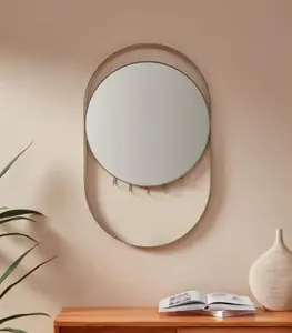 Miroir gris avec crochets à bijoux 46x2x73 cm