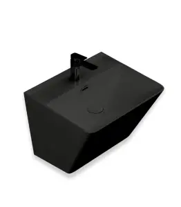 Lavabo monobloc noir brillant quartz 51x40x35,5cm