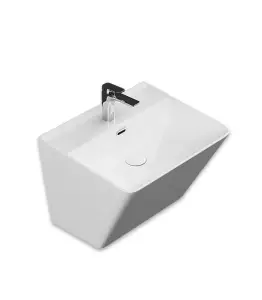 Lavabo monobloc blanc quartz 51x40x35,5cm