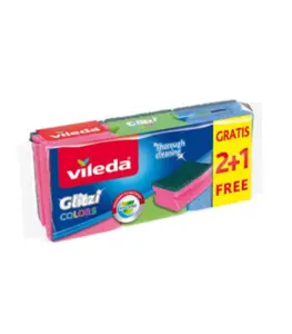 Lot de 3 éponges pour vaisselle couleurs assorties
