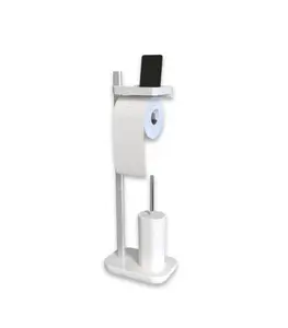 Support Brosse Wc Et Porte-Papier Toilettes Blanc